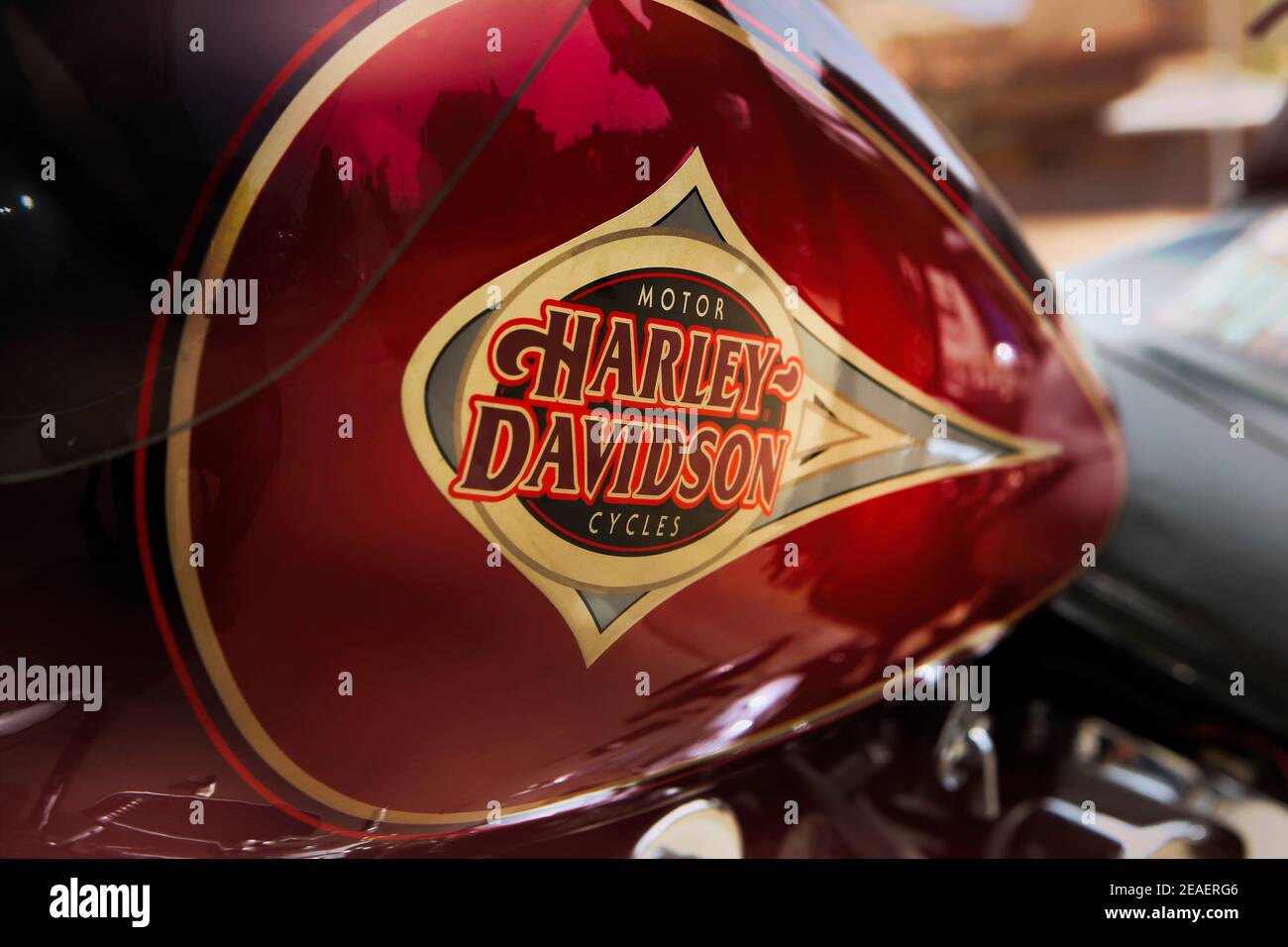 Serbatoio carburante per motociclette Harley-Davidson Foto Stock