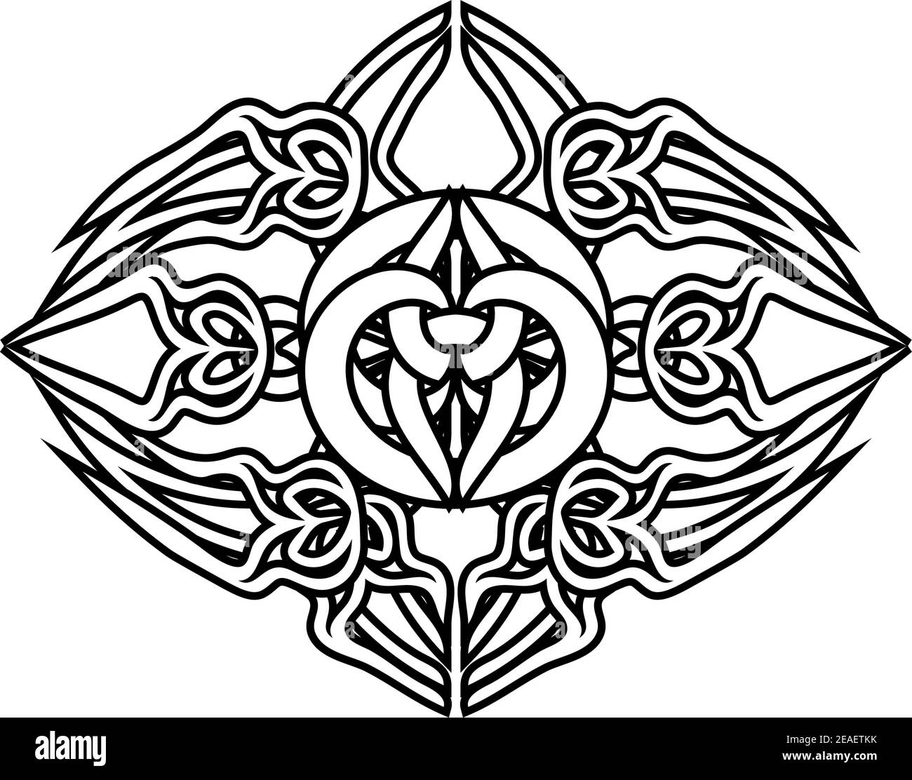 simbolo astratto isolato in stile celtico antico, tatuaggio o stampa Illustrazione Vettoriale