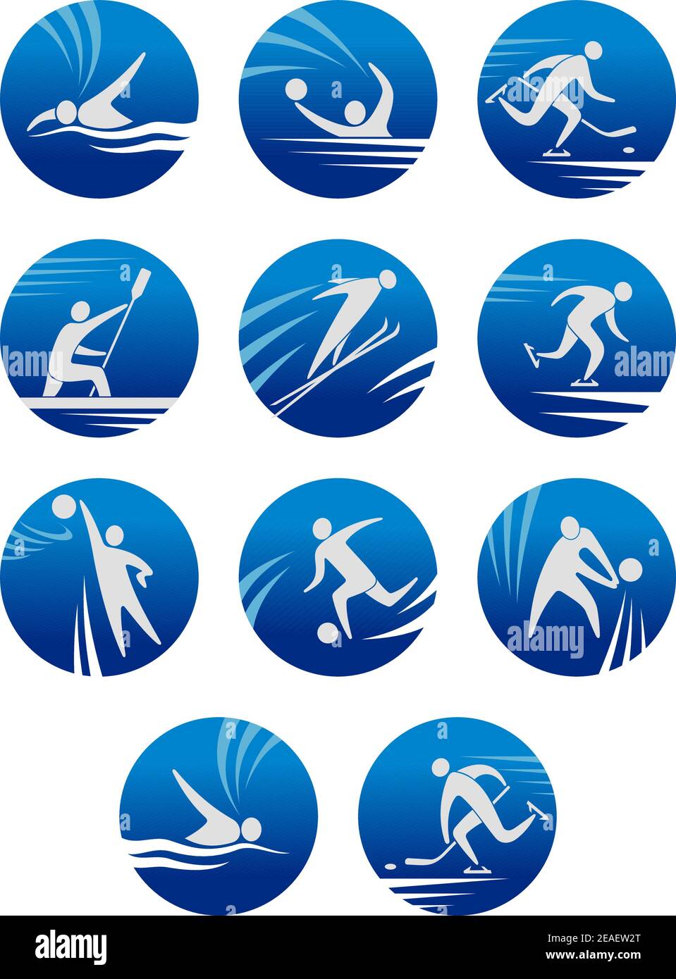 Icone sportive impostate con sportsmen per qualsiasi competizione o campionato design Illustrazione Vettoriale