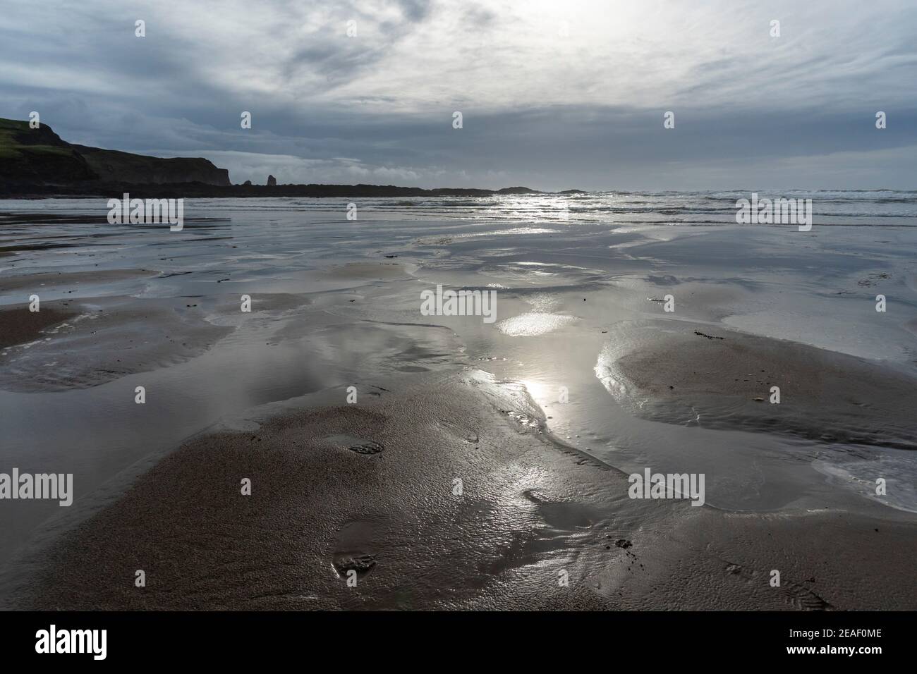 Spiaggia di Bantham nel sole invernale Foto Stock
