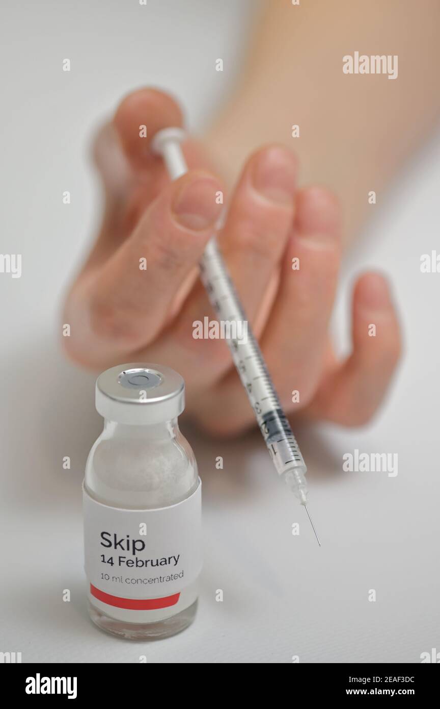 Riassunto per via endovenosa contro l'iniezione di Valentines Day Foto Stock