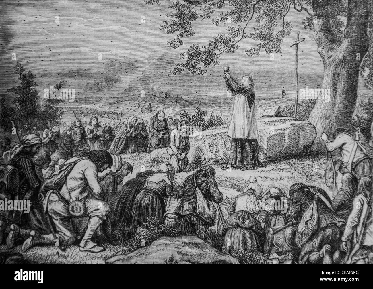 la messe sous un chene, 1792-1804, histoire de france par henri martin, editeur furne 1850 Foto Stock