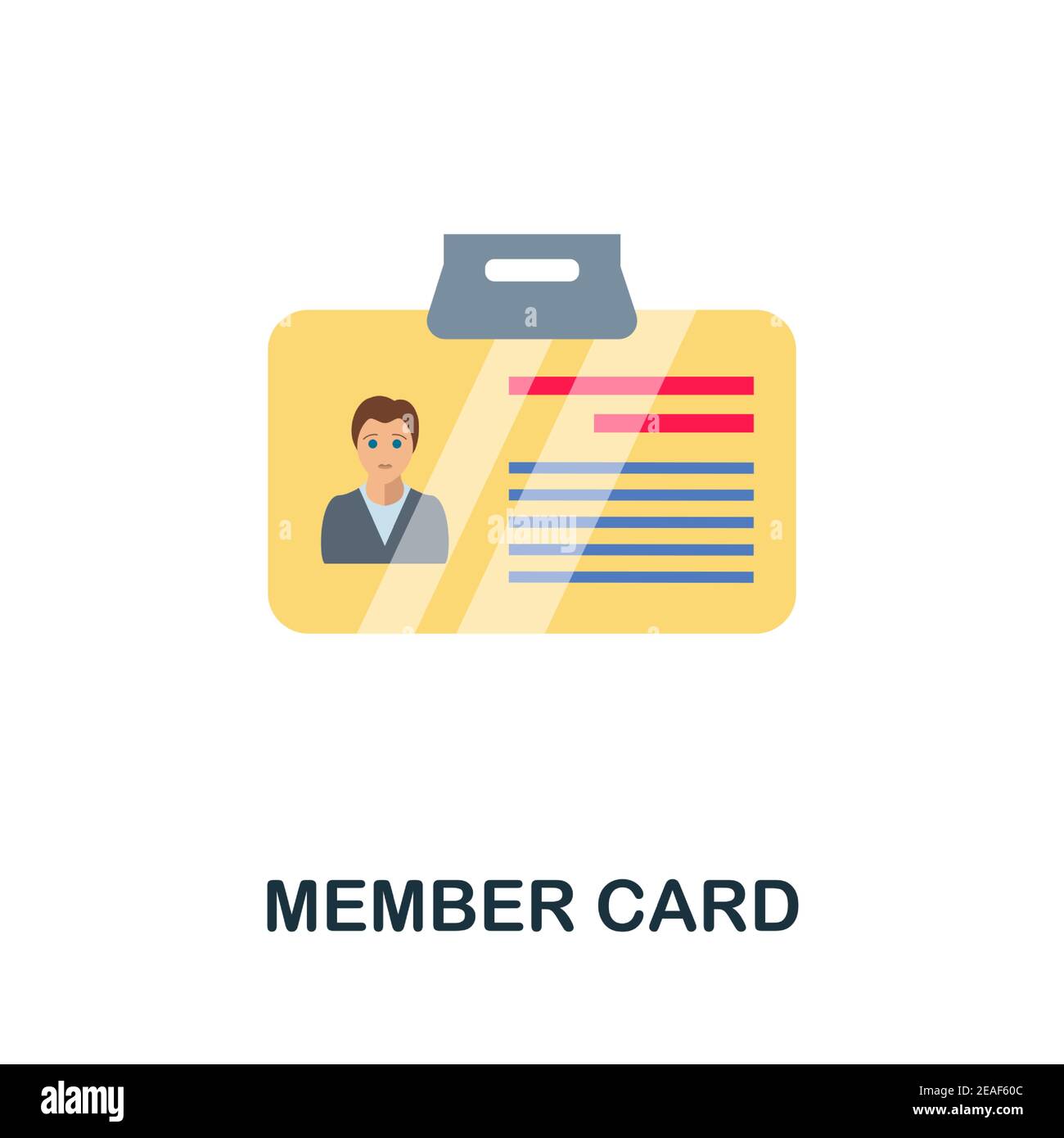 Icona piatta della scheda membro. Colore semplice elemento della raccolta fedeltà dei clienti. Icona Creative Member Card per web design, modelli, infografiche e. Illustrazione Vettoriale