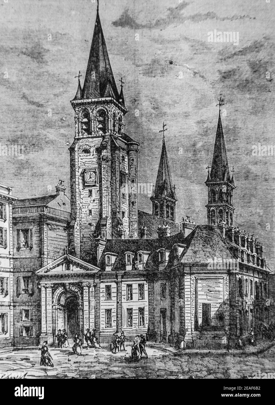 eglise saint germain des pres en 1794, 1792-1804, histoire de france par henri martin, editeur furne 1850 Foto Stock