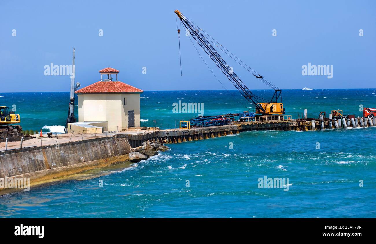 Progetto di restauro dell'erosione della spiaggia della Florida Foto Stock
