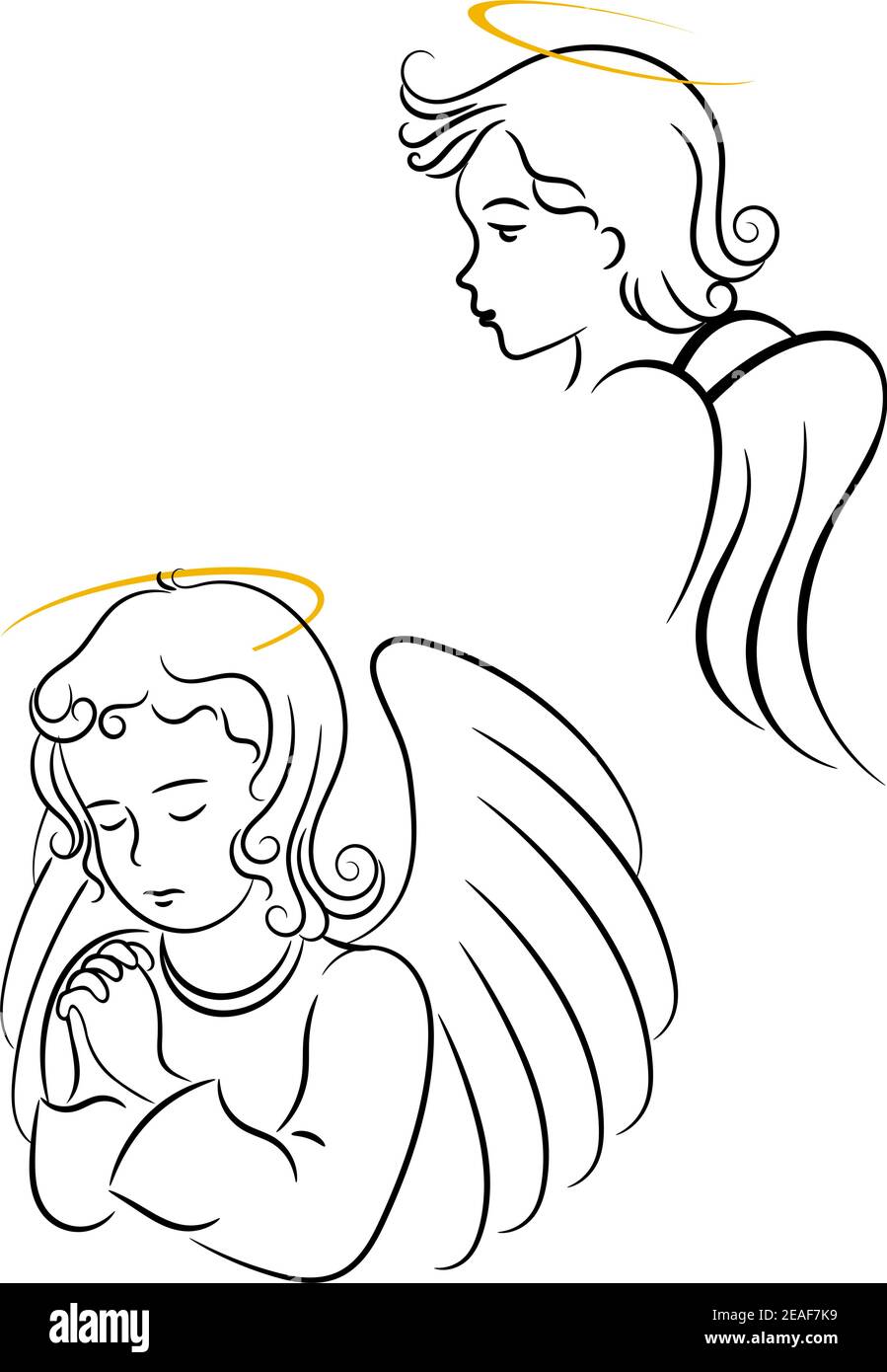 Angeli alati per la progettazione di simboli religiosi e cristianità Illustrazione Vettoriale