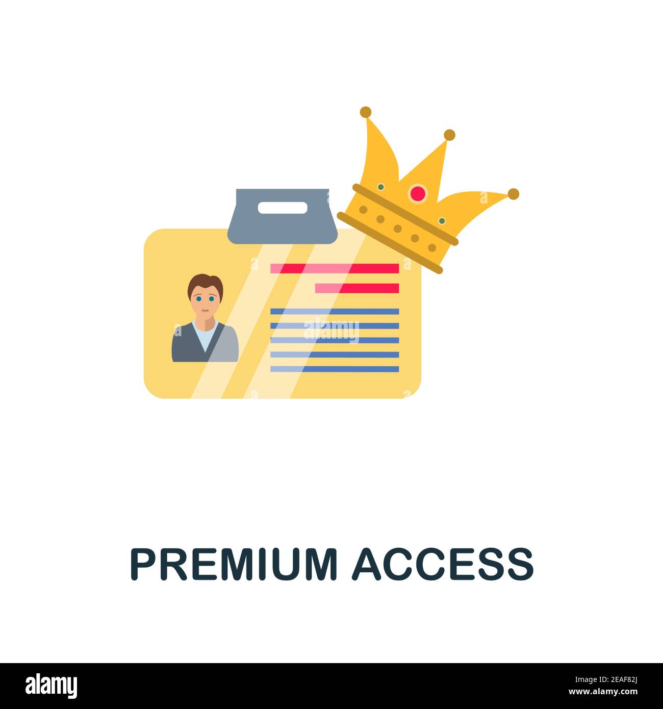 Icona piatta accesso Premium. Colore semplice elemento della raccolta fedeltà dei clienti. Icona Creative Premium Access per web design, modelli, infografiche Illustrazione Vettoriale