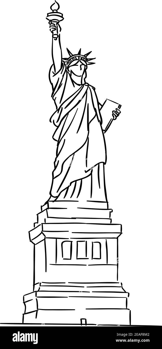 La Statua della libertà americana per il design dell'industria dei viaggi Illustrazione Vettoriale