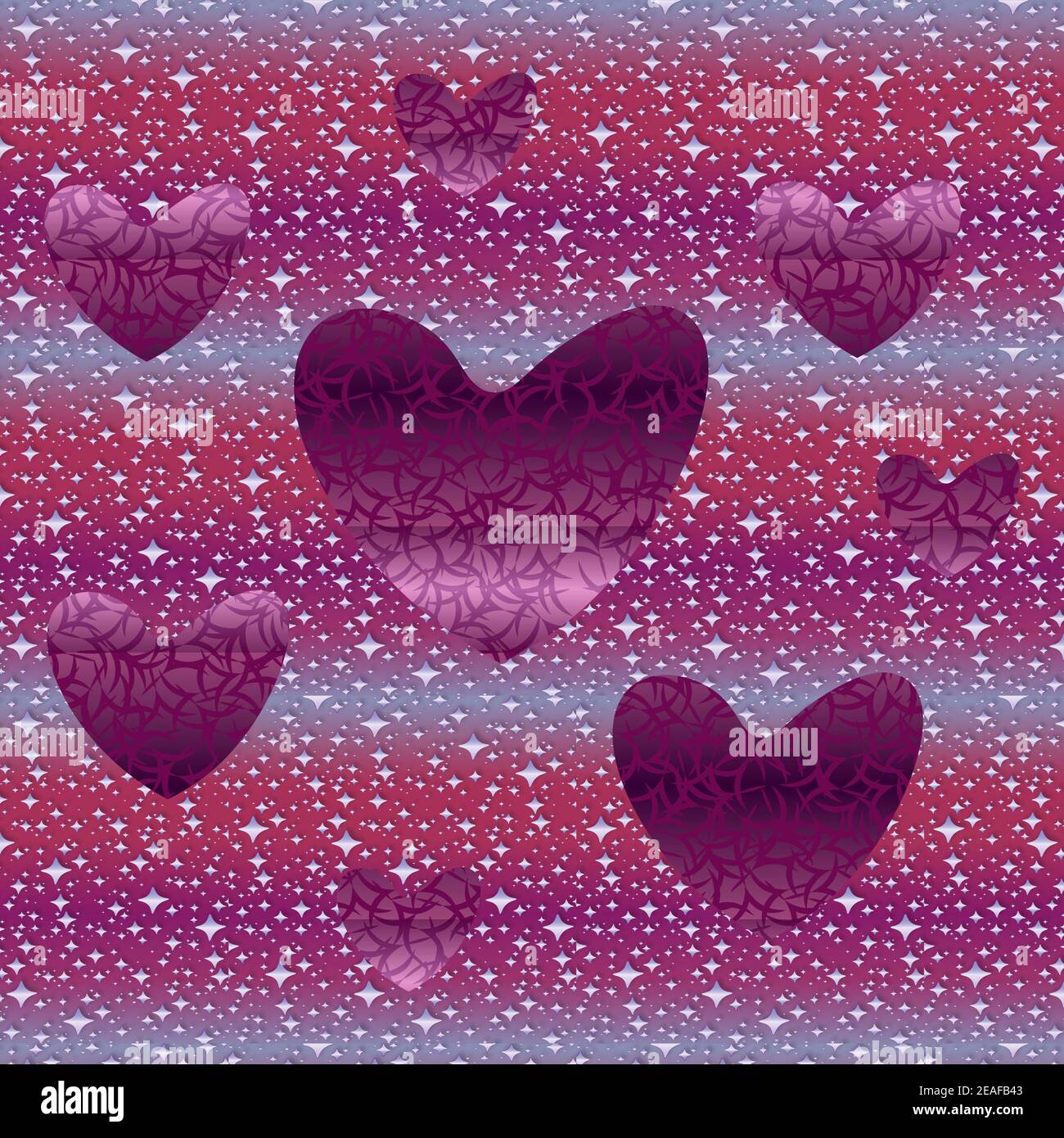 forma lucente dei cuori su uno sfondo modellato Foto Stock