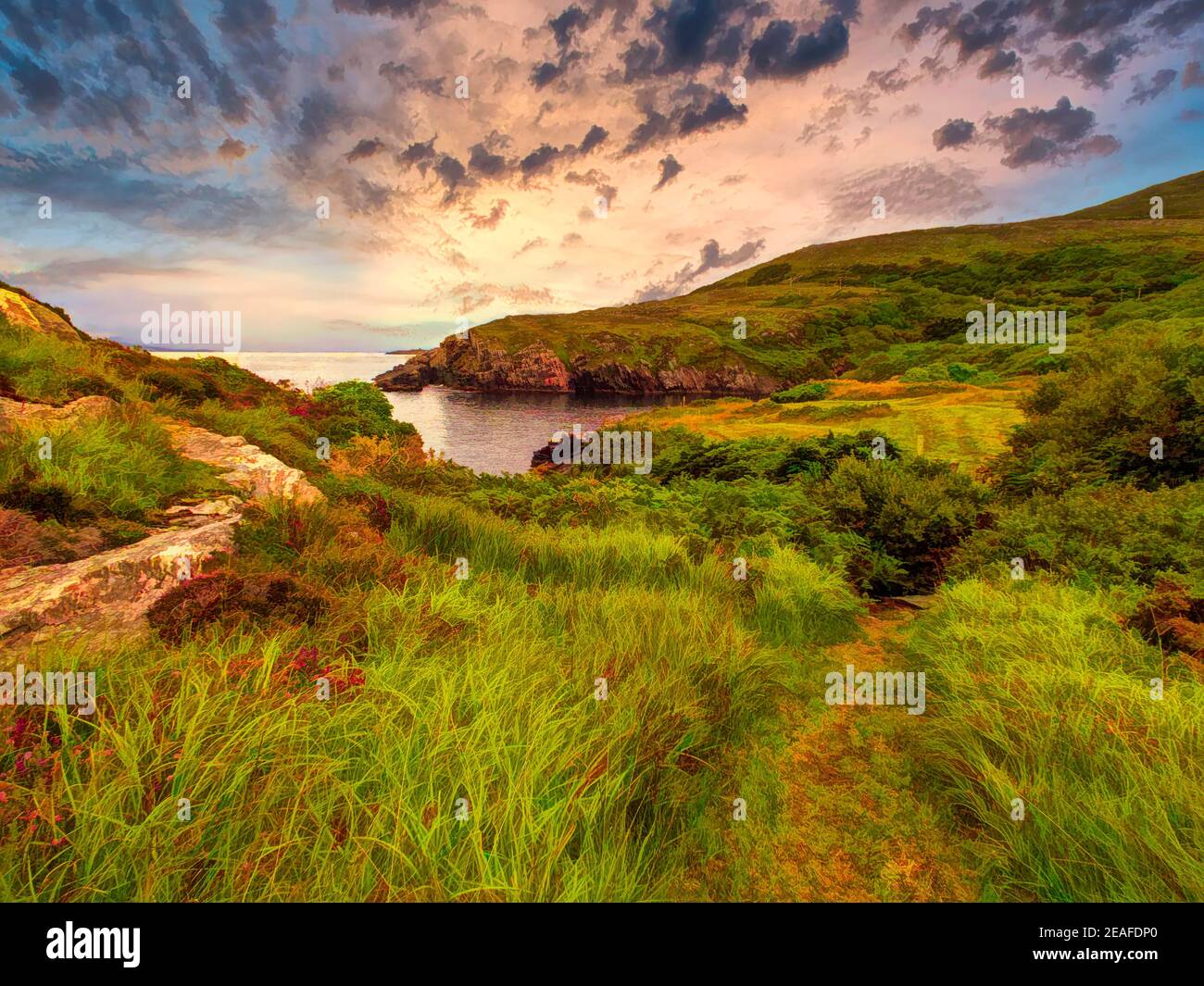 La penisola di Sheep's Head nella contea di Cork copre molte piccole insenature, per lo più senza nome. Foto Stock
