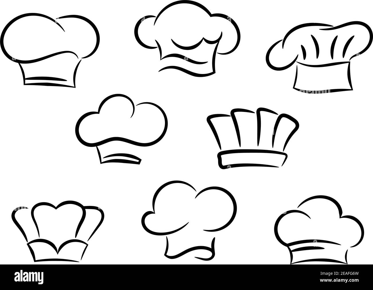 Cappelli da cuoco e cuoco isolati su sfondo bianco Illustrazione Vettoriale