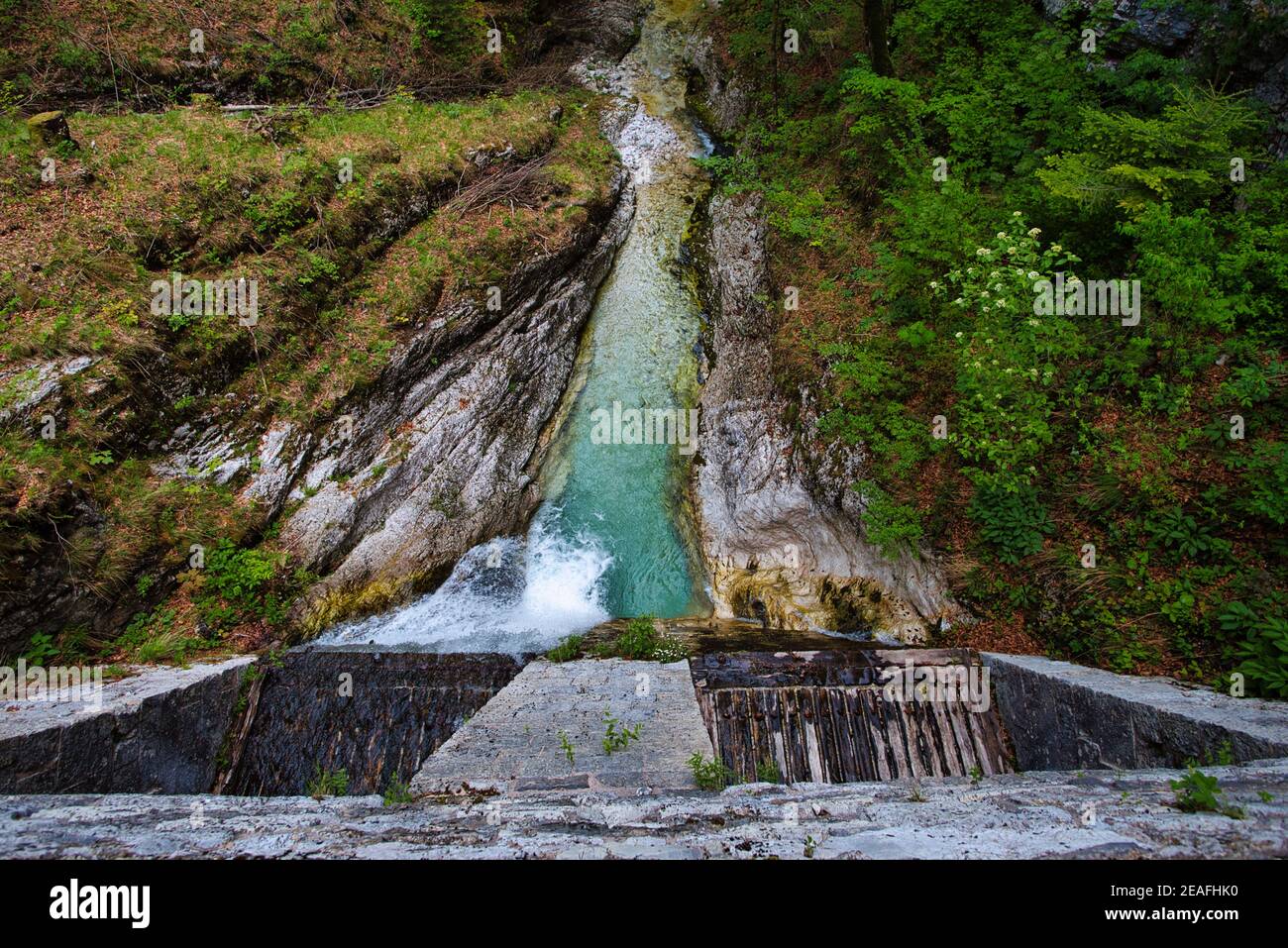 Barriere idriche, Klavze patrimonio mondiale dell'unesco a Idrija, Slovenia Foto Stock