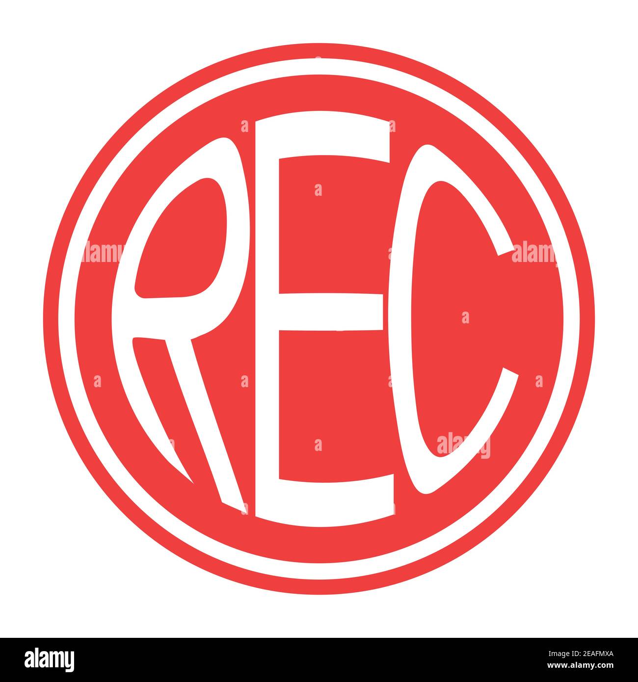 Icona rotonda rossa pulsante rec pulsante di registrazione vettore con testo reg Illustrazione Vettoriale