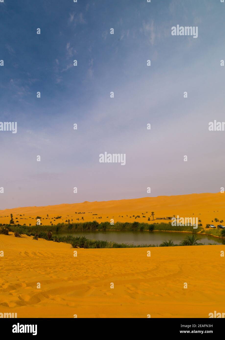 Laghi di Ubari, Fezzan, Umm al-Maa, Libia Foto Stock