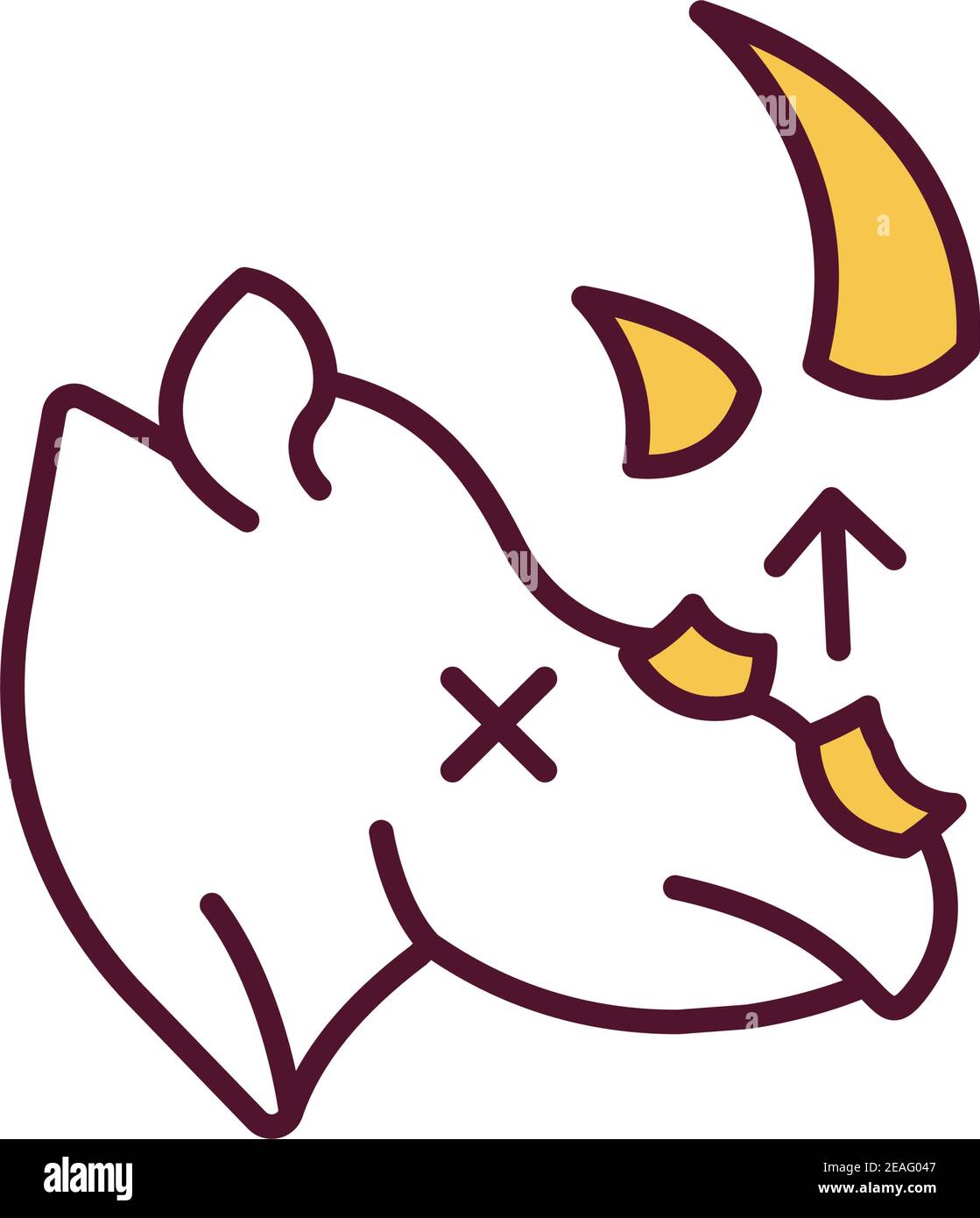 Cerca rinoceronti icona colore RGB Illustrazione Vettoriale