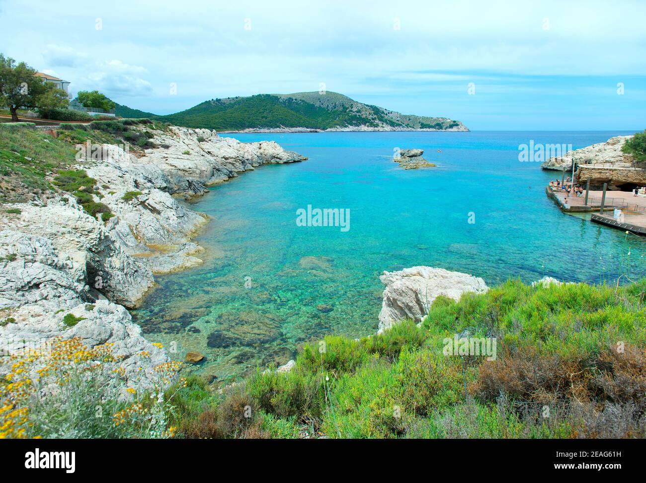 Piccola baia per nuotare e fare snorkeling, Cala Ratjada, Capdepera, Maiorca, Baleari, Spagna Foto Stock
