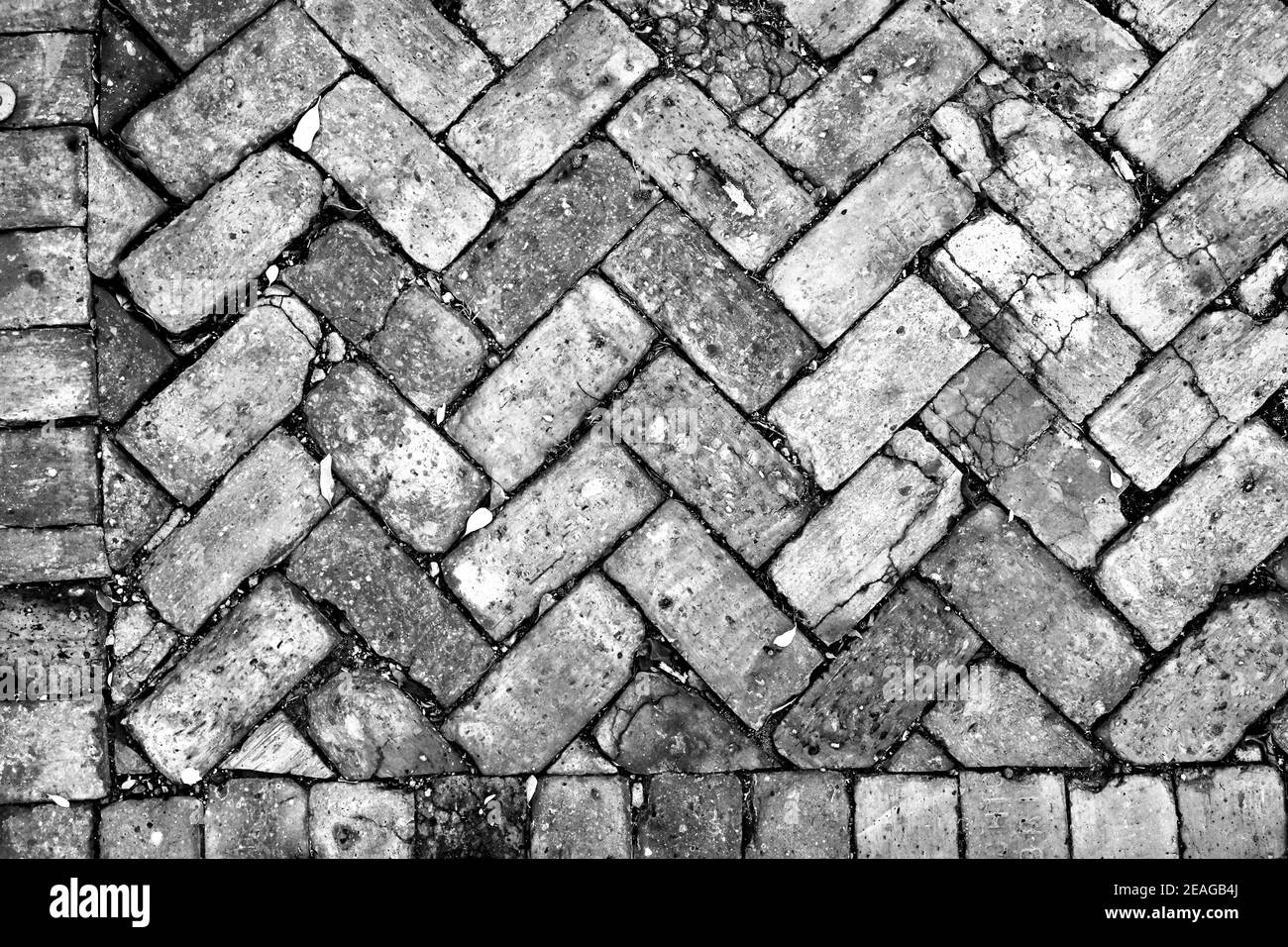 Mattoni a spina di pesce in Key West, Florida, Florida USA. Invecchiato, alterato, punto più meridionale negli Stati Uniti continentali. Isola destinazione di vacanza Foto Stock