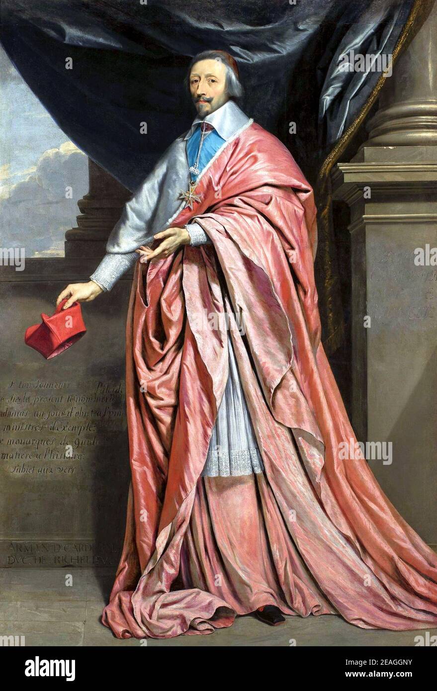 Il Cardinale Richelieu, il Cardinale de Richelieu, Armand Jean du Plessis, Duca di Richelieu (1585 – 1642), il Cardinale Richelieu, il Cardinale de Richelieu, il Clergyman francese e lo statista. Ritratto di Philippe de Champaigne Foto Stock