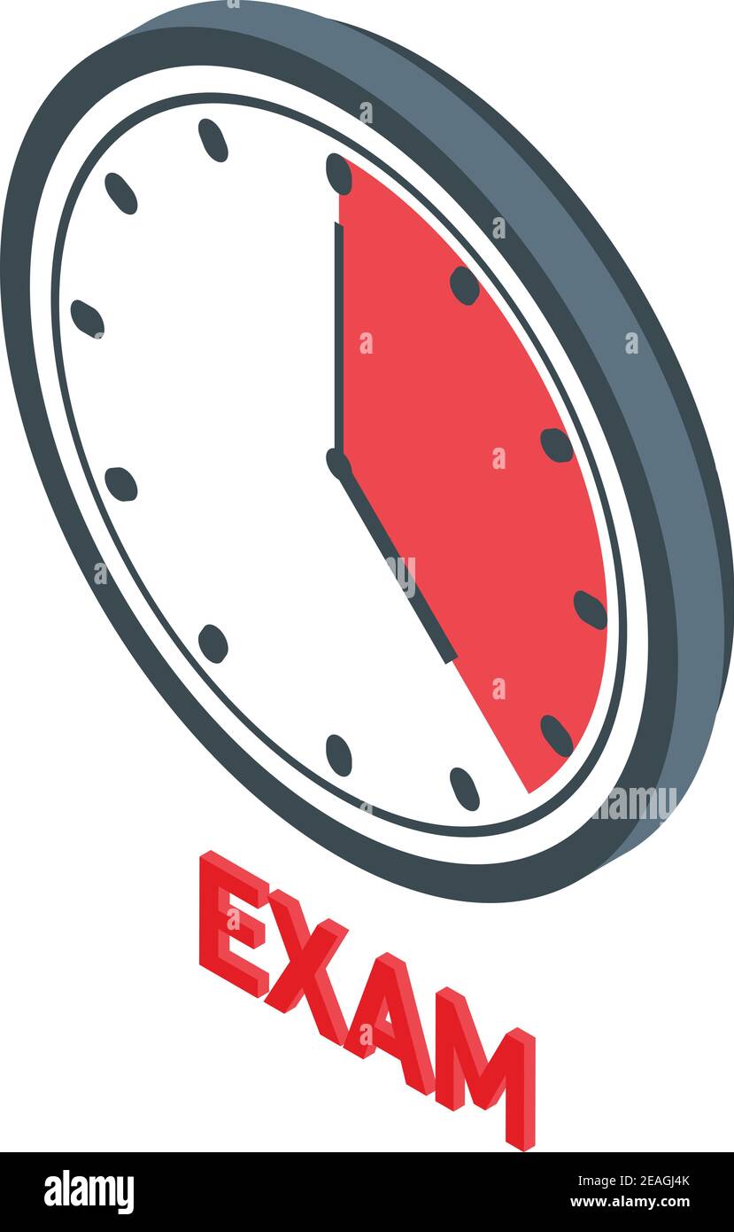 Icona tempo test esame. Isometrica dell'icona del vettore del tempo di test dell'esame per la progettazione Web isolata su sfondo bianco Illustrazione Vettoriale