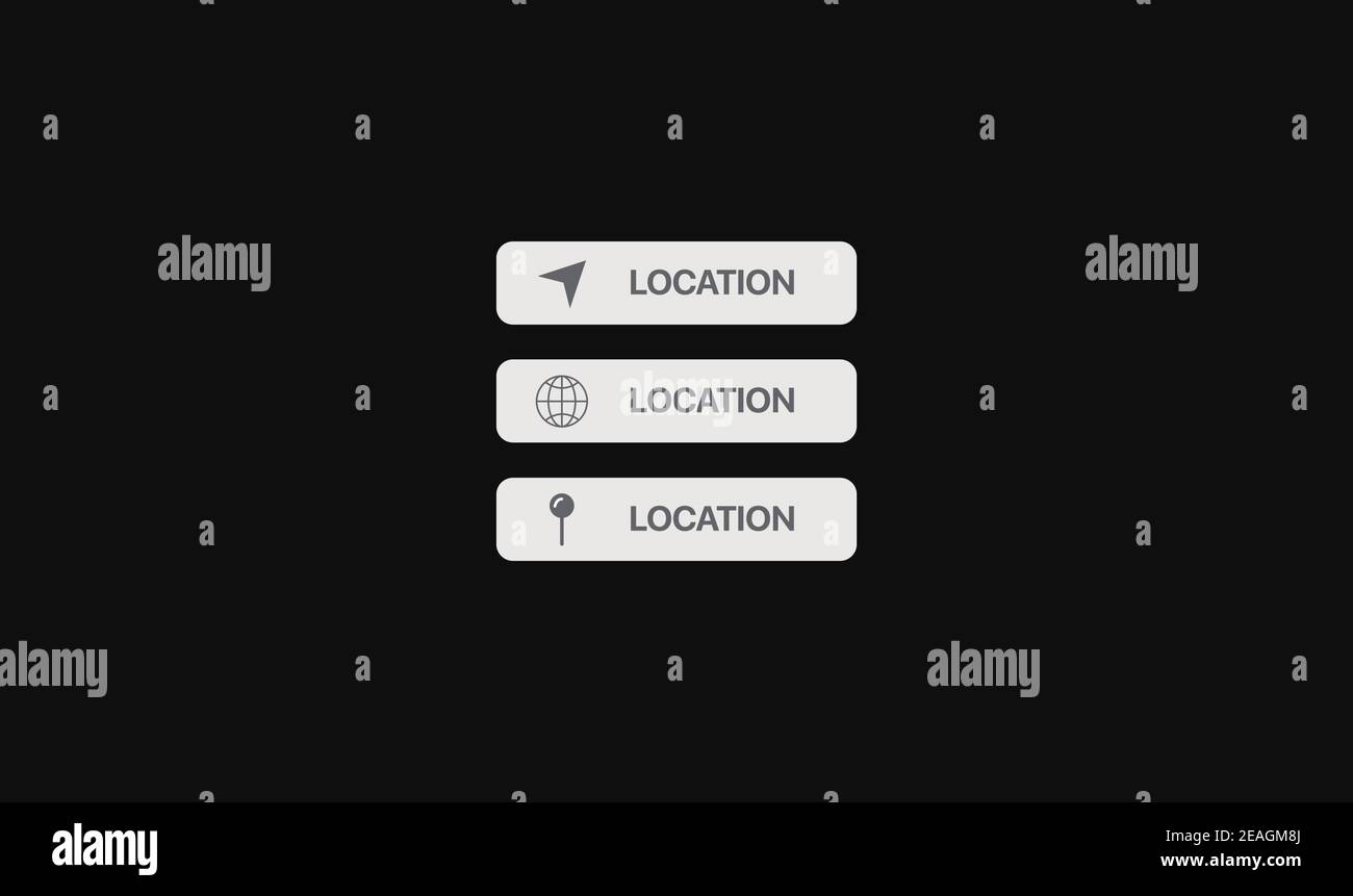 Pulsanti e icone di posizione. Elementi dei social media. Set di terzi inferiori. Illustrazione vettoriale Illustrazione Vettoriale