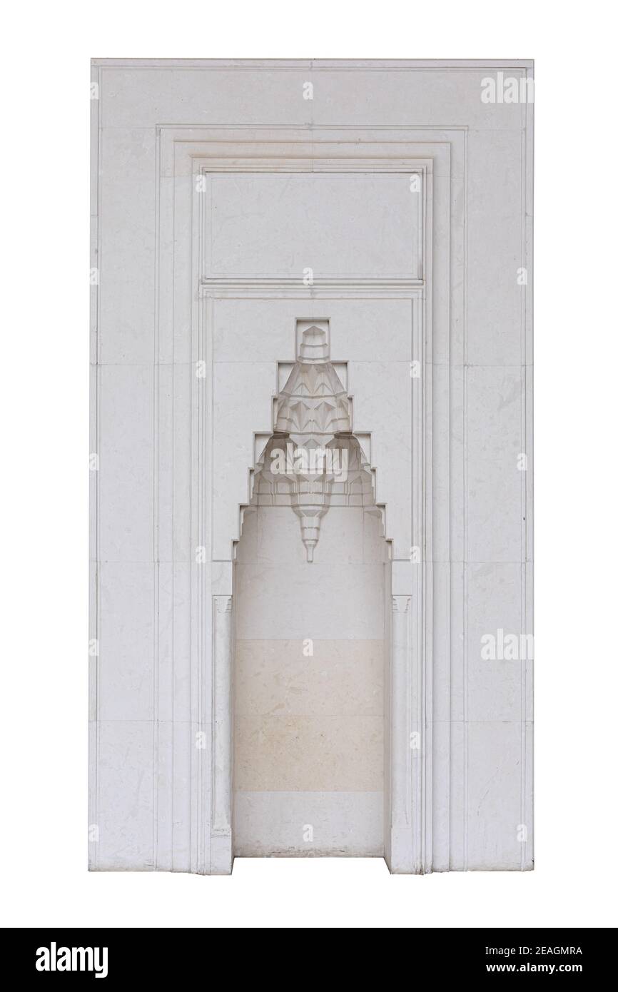 Elementi di architettura di edifici, archi antichi, colonne, finestre e aperture. Per le strade di Istanbul, luoghi pubblici. Foto Stock