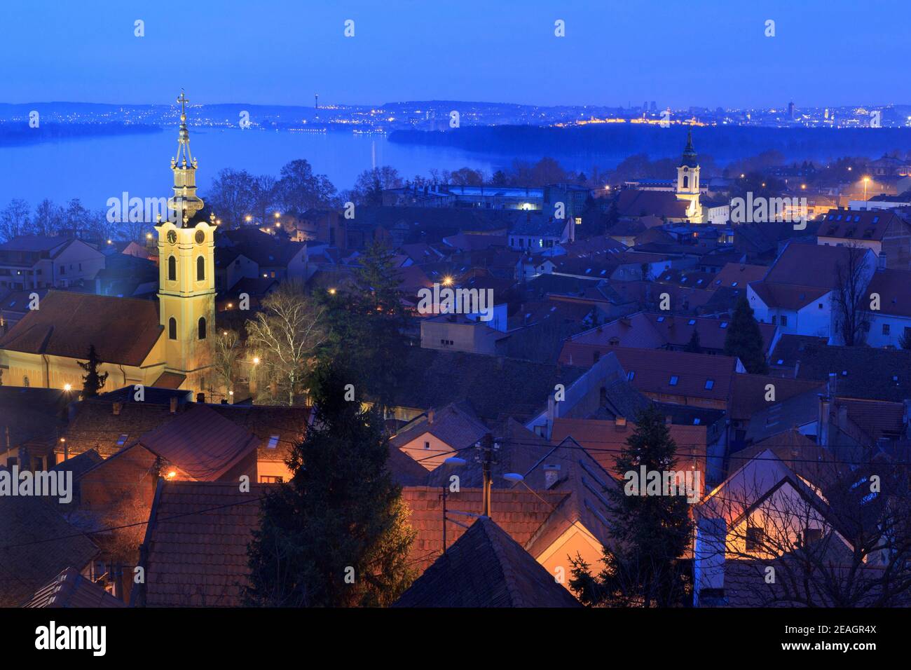 Belgrado, Zemun bel paesaggio dell'ora d'oro Foto Stock