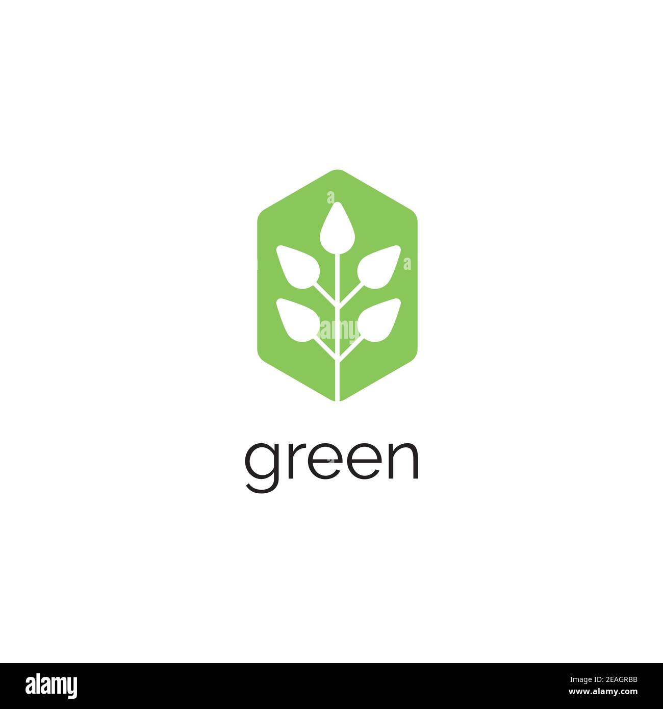 Modello vettoriale per il design del logo della foglia verde Illustrazione Vettoriale