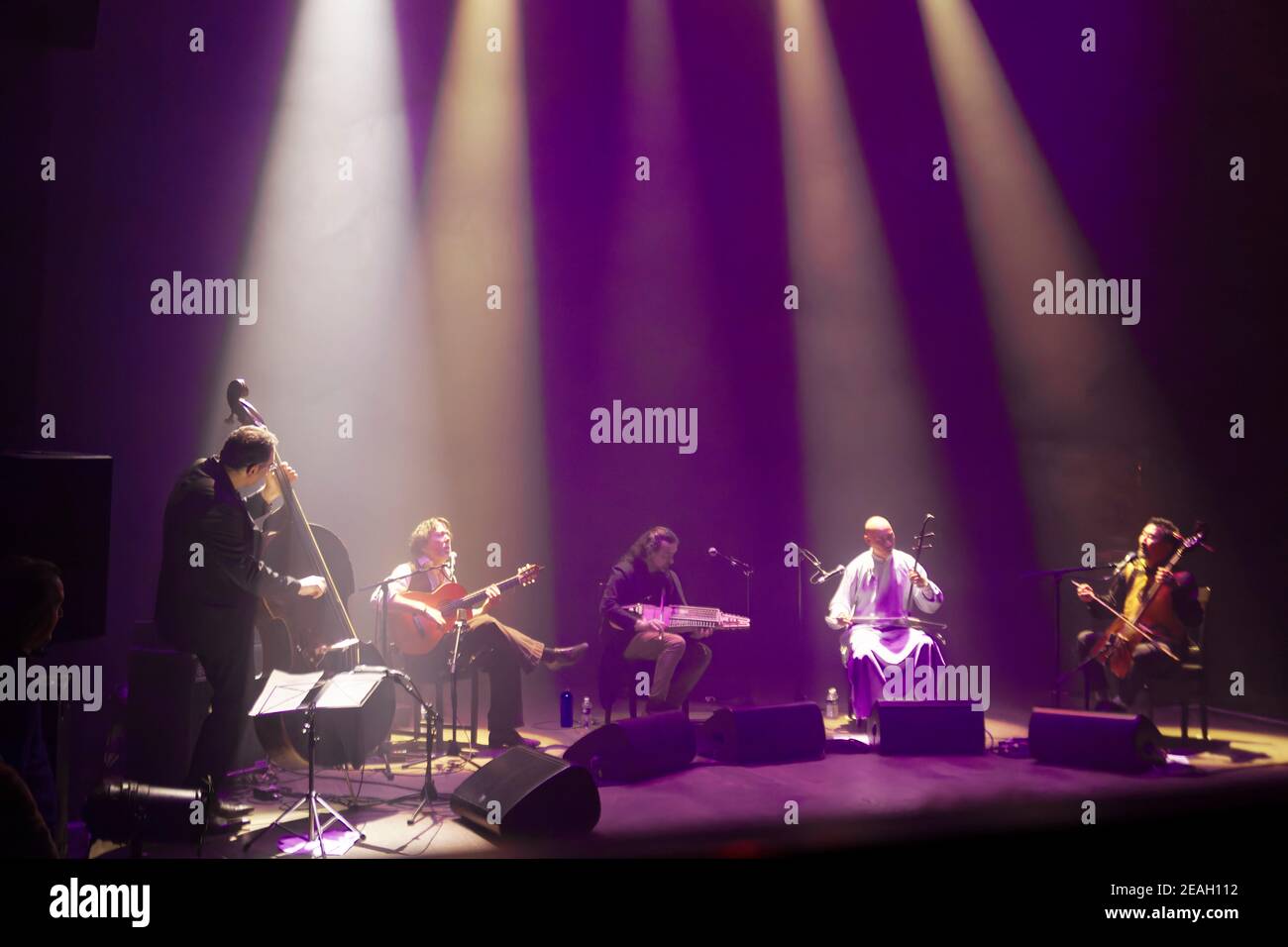 Parigi, Francia.27th Feb, 2020. Duplessy e i violini del mondo si esibiscono in concerto a Parigi, in Francia. Foto Stock