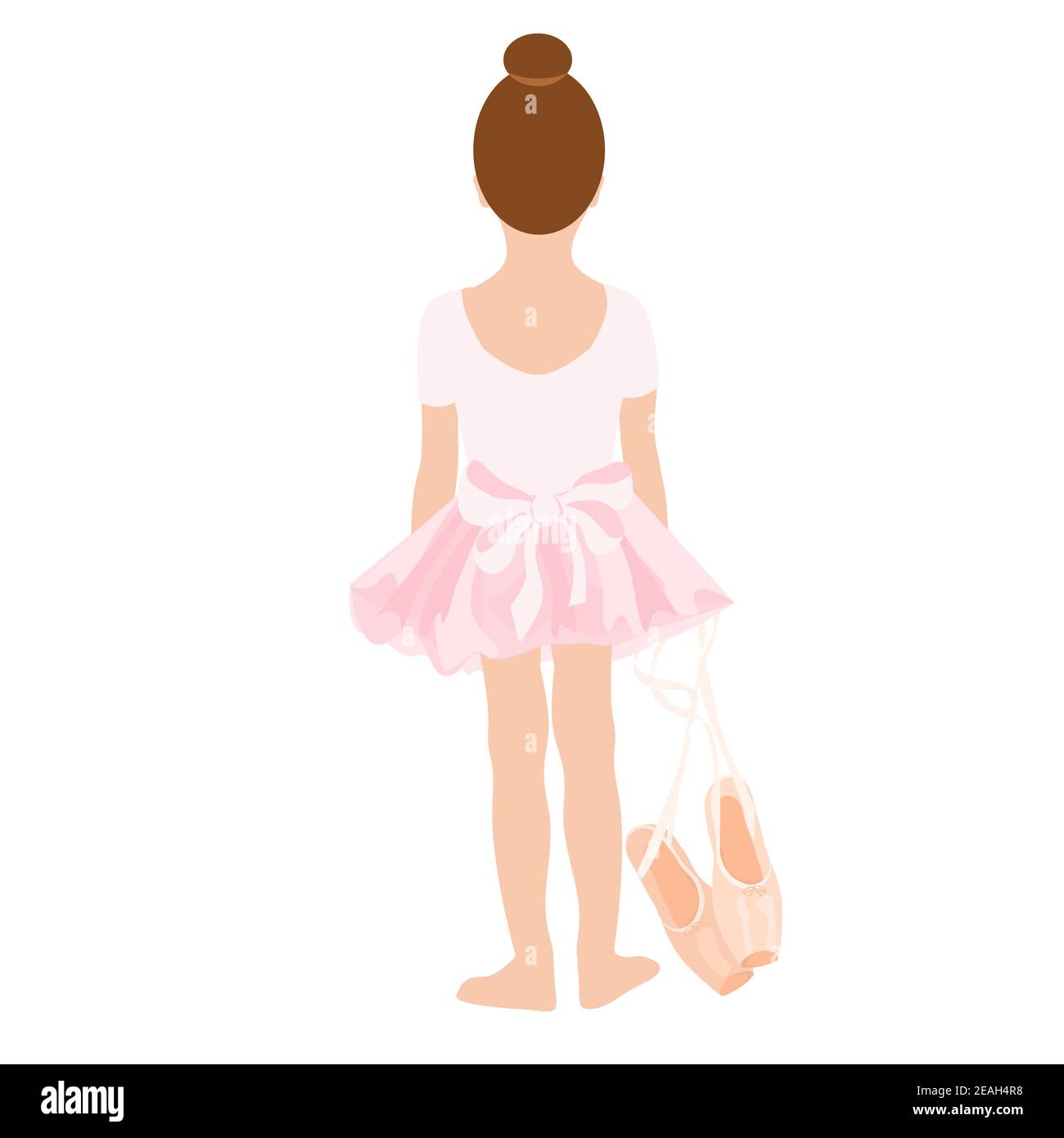 Piccola ballerina in tutu rosa con scarpe da punta, vista posteriore, teatro, posa, balletto vettoriale Illustrazione Vettoriale