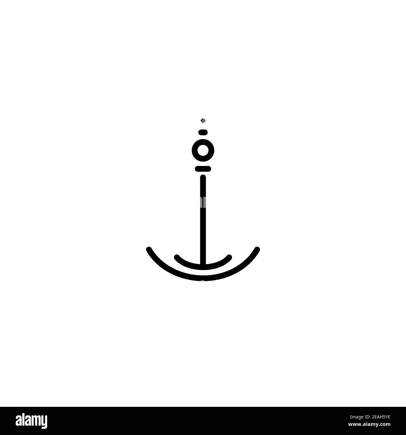 Icona semplice vettore di ancoraggio astratto linea nera. Illustrazione marittima, simbolo del mare e dell'oceano. Illustrazione Vettoriale