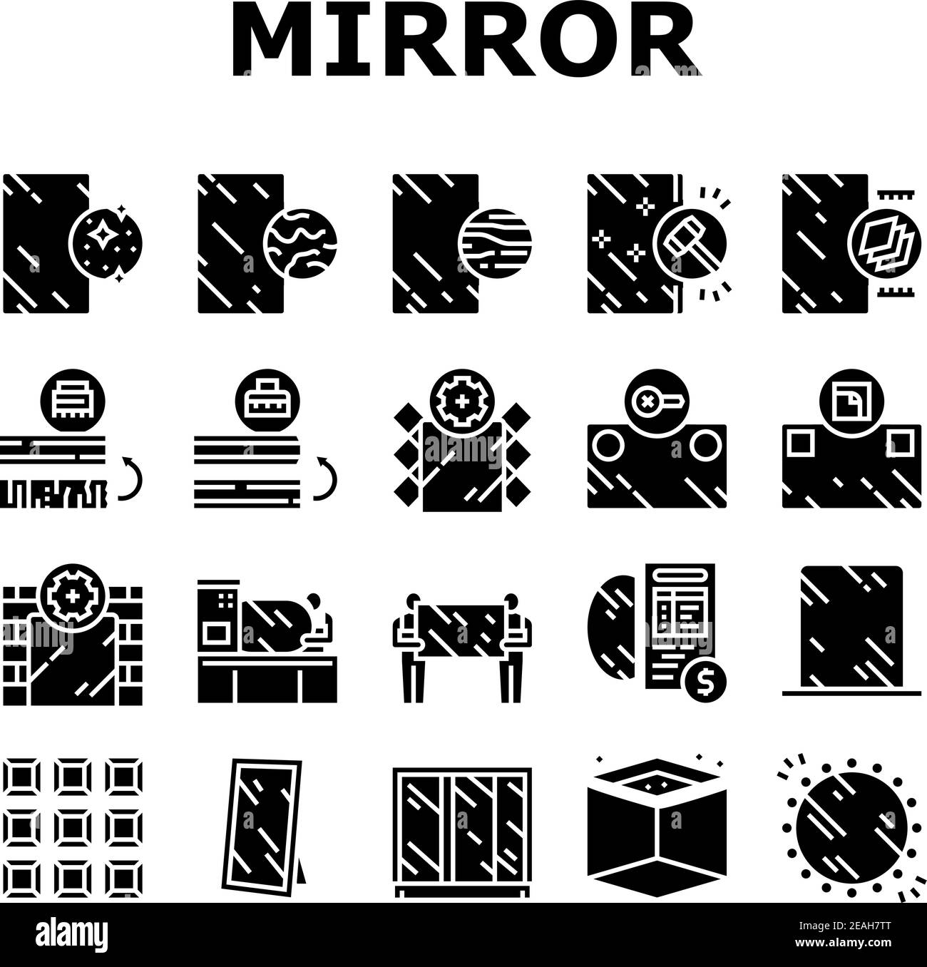 Mirror Installation Collection Icons Imposta vettore Illustrazione Vettoriale