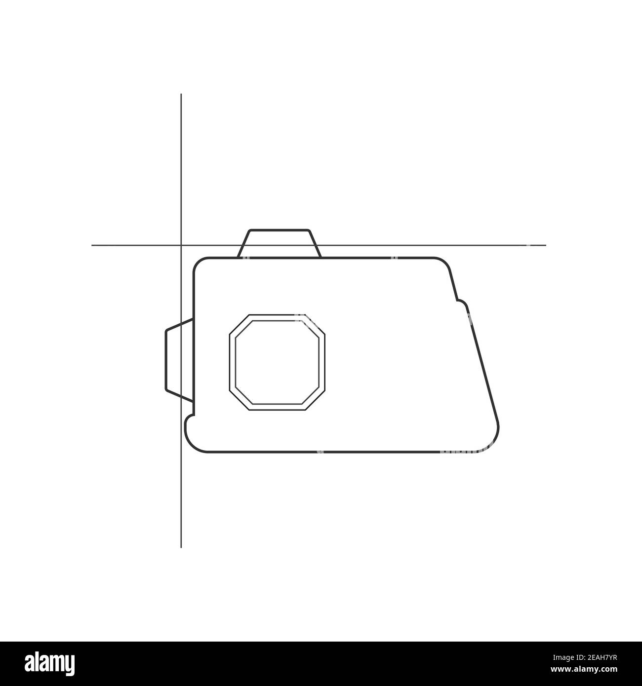 Moderno dispositivo laser per impostare il livello esatto orizzontalmente e verticalmente. L'illustrazione su sfondo bianco. Illustrazione Vettoriale