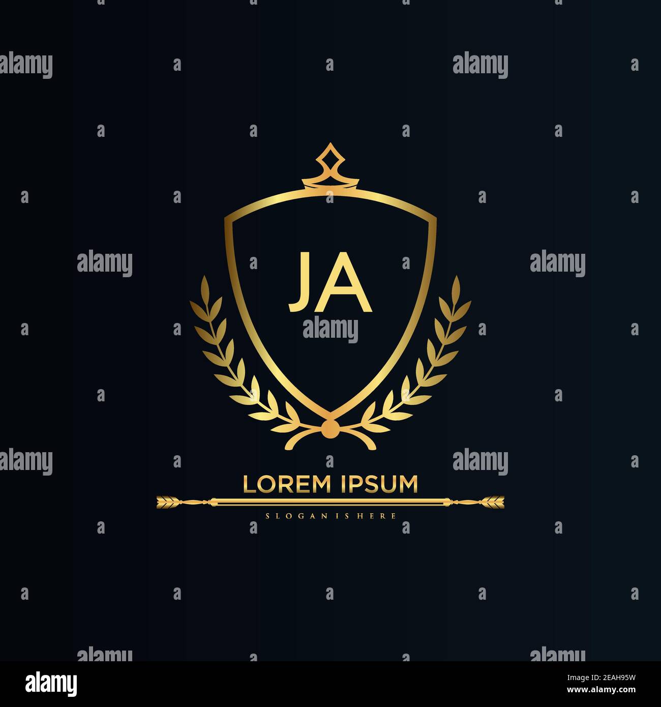 Initial Letter with Royal Template.Elegant with Crown logo vector, Creative lettering Logo Vector Illustration. Illustrazione Vettoriale