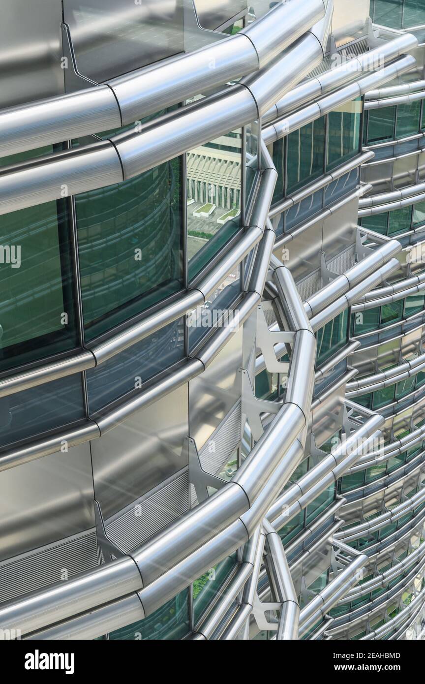Vista ravvicinata dei piani delle Petronas Twin Towers Foto Stock
