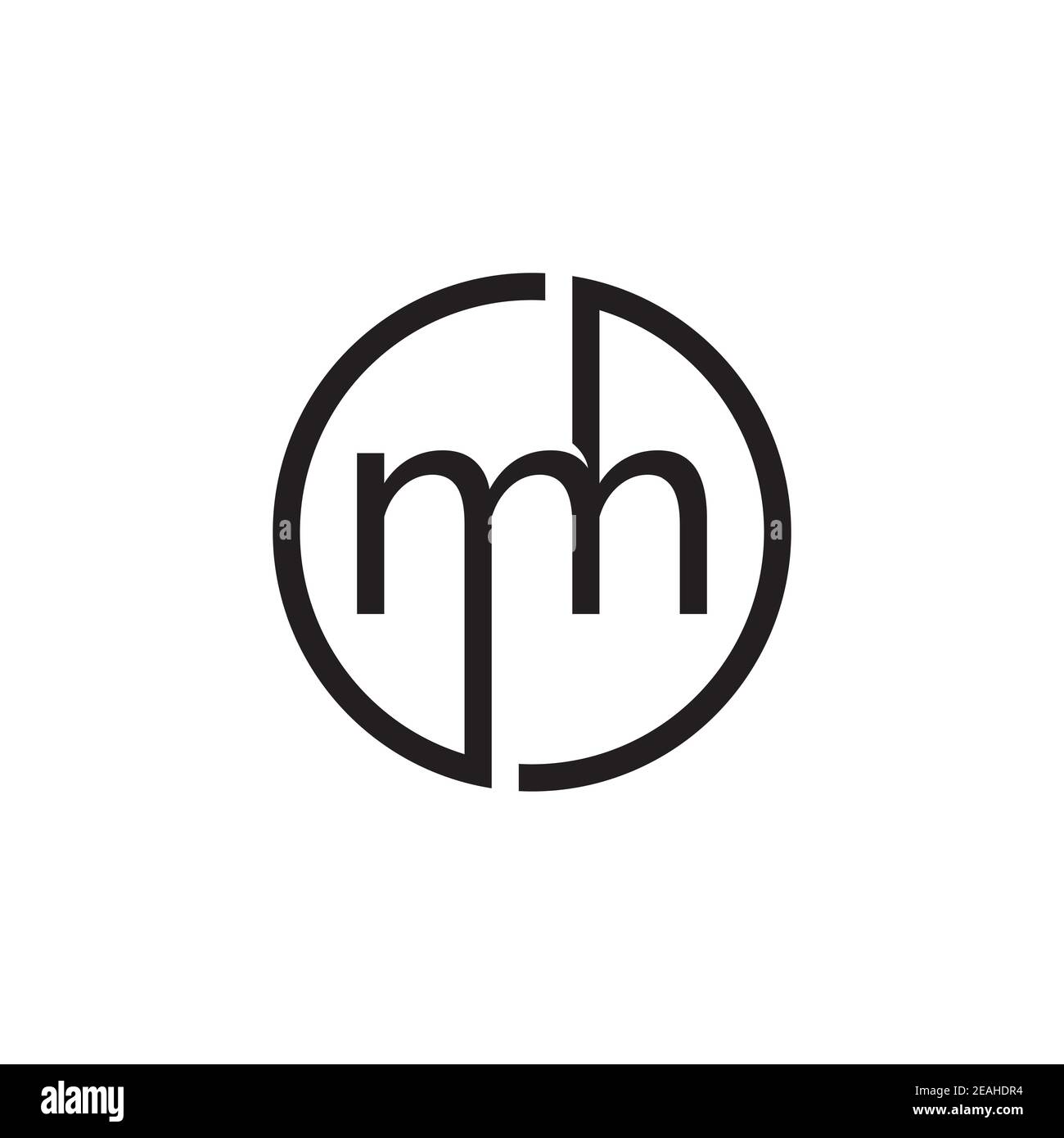Cerchio monogramma MH disegno del logo della lettera vettore Illustrazione Vettoriale