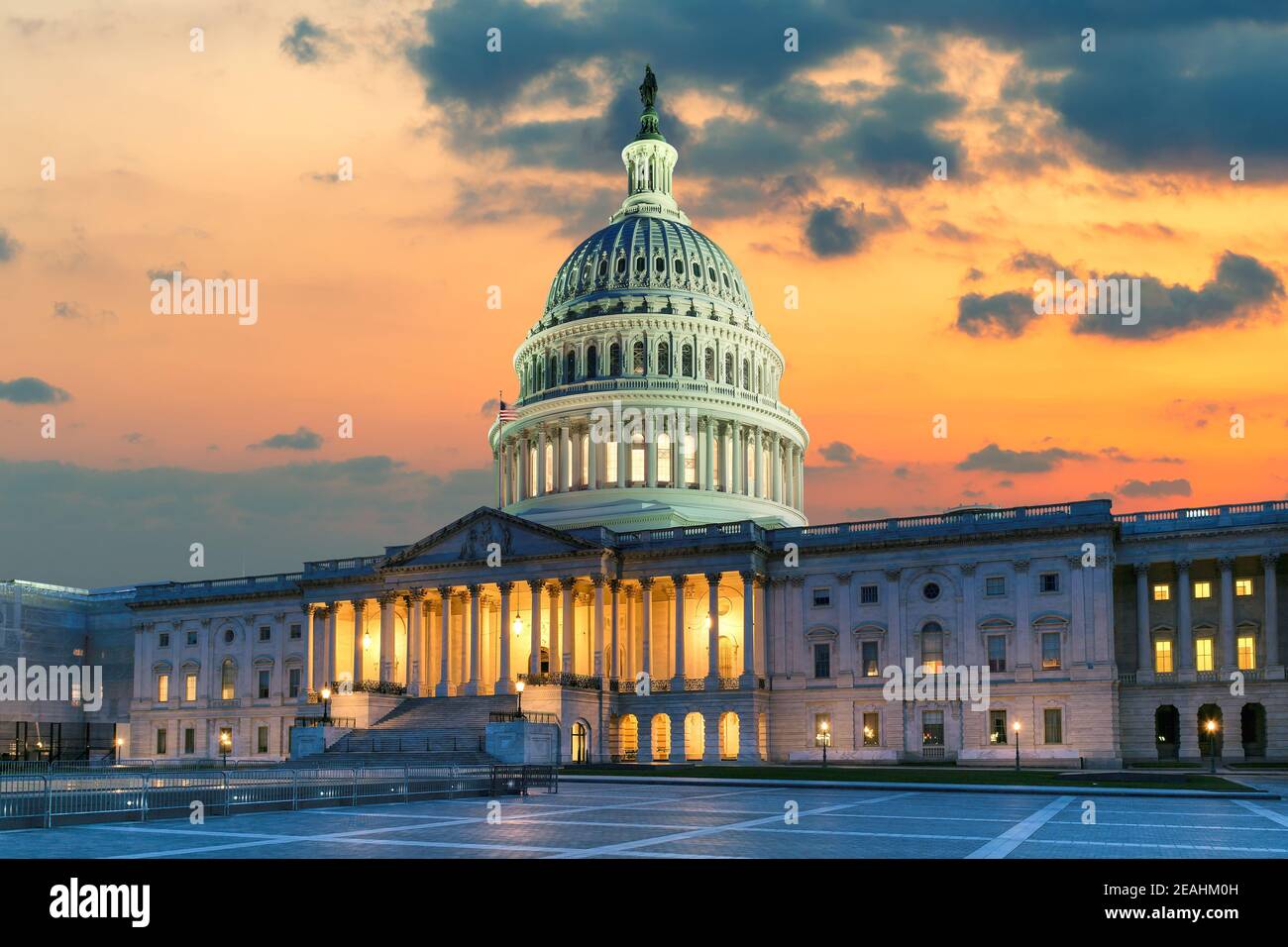 Gli Stati Uniti Campidoglio al tramonto, Washington DC, Stati Uniti d'America. Foto Stock