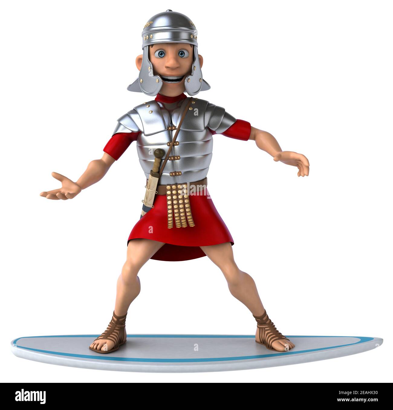 Divertente cartoon 3D soldato romano surf Foto Stock