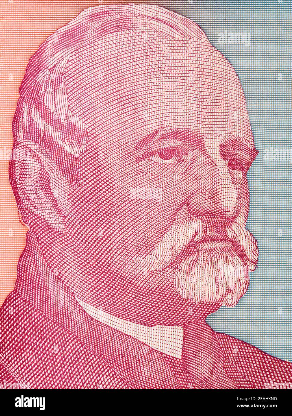 Jovan Jovanovic Zmaj un ritratto dal vecchio denaro jugoslavo Foto Stock