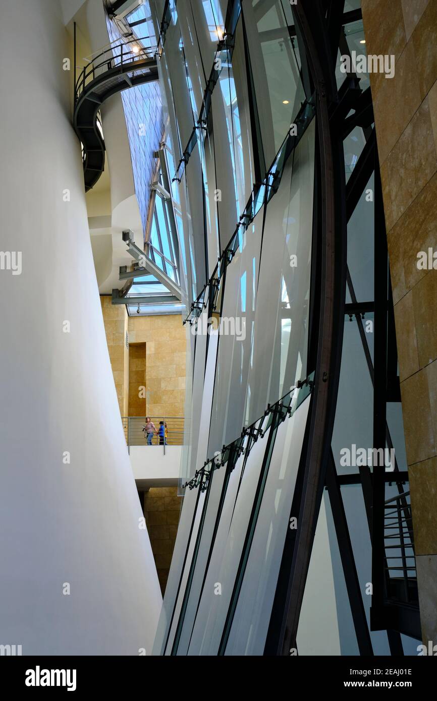 Dettagli dell'architettura interna del Museo Guggenheim, Bilbao, Spagna Foto Stock