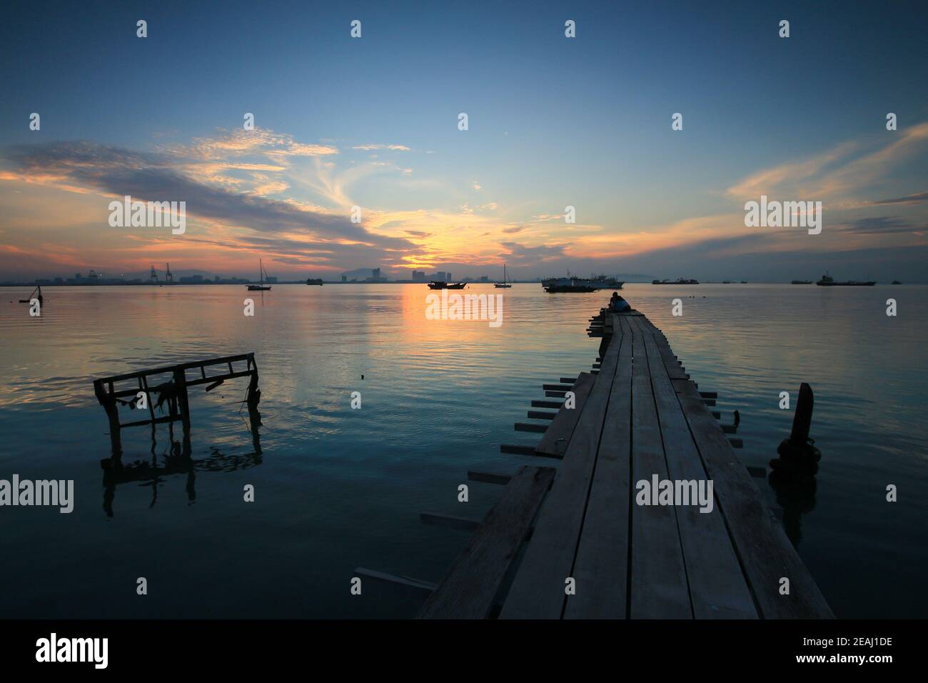 Ponte di legno a Tan Jetty, Georgetown, Penang, Sud-est asiatico Foto Stock