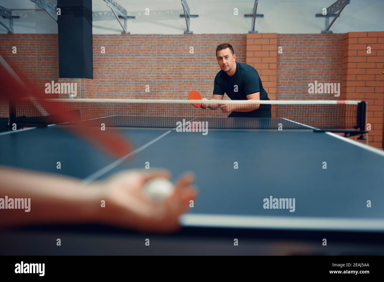 Ping pong, ping pong maschile e femminile Foto Stock