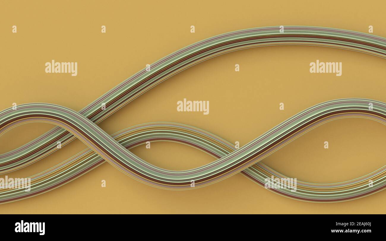 Simulazione astratta di tre linee ondulate 3D Foto Stock