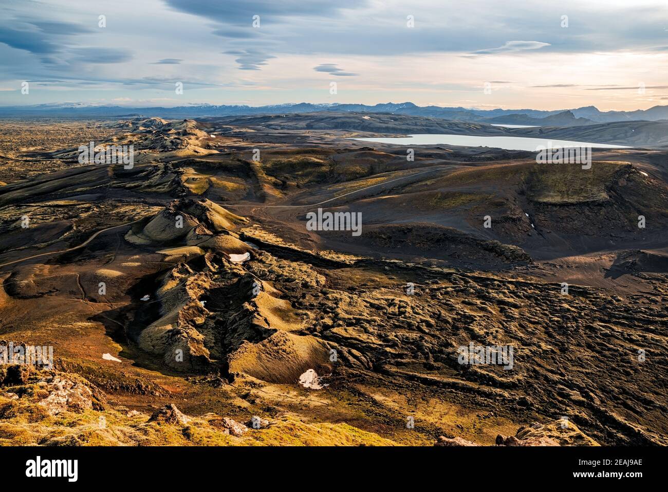 Lakagigar al tramonto, Islanda Foto Stock