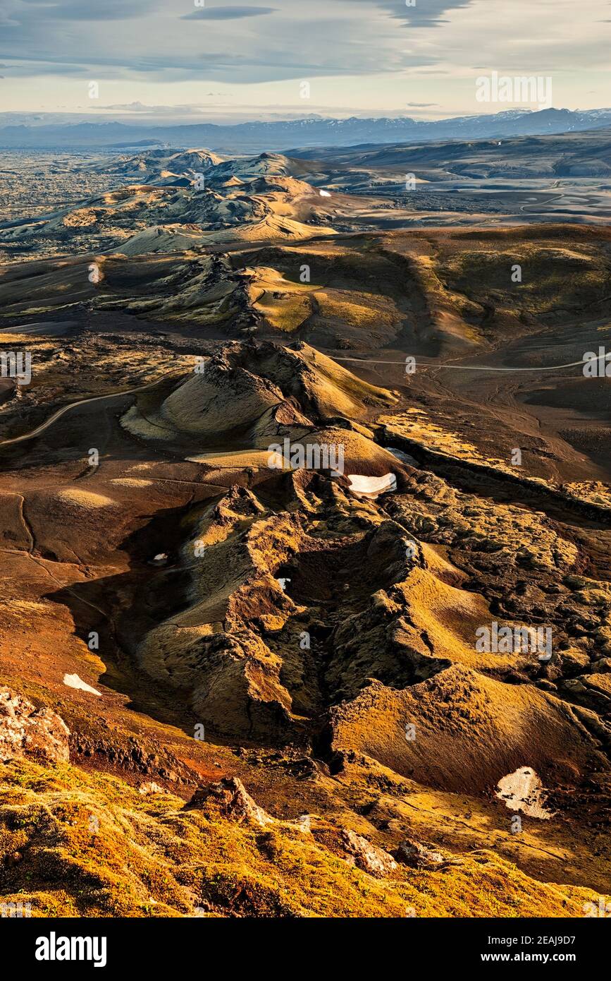 Lakagigar al tramonto, Islanda Foto Stock