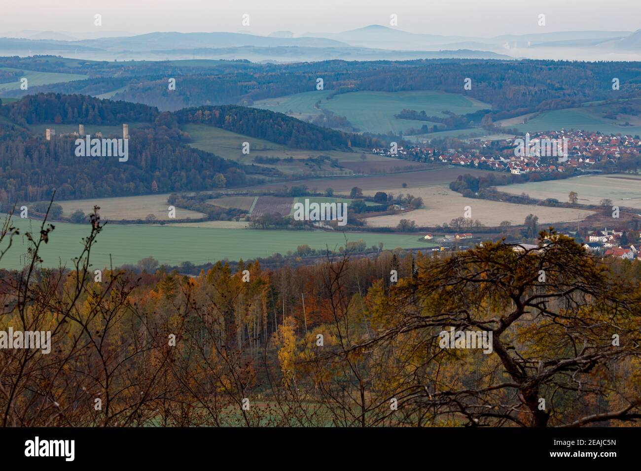 Il paesaggio della Valle di Werra in Germania Foto Stock