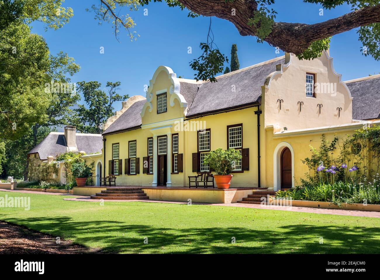 Somerset West, Sudafrica - Gennaio 30. 2020 : la tenuta vinicola Vergelegen si trova a Somerset West, in Sud Africa. Un bistrot e un ristorante sono un Foto Stock