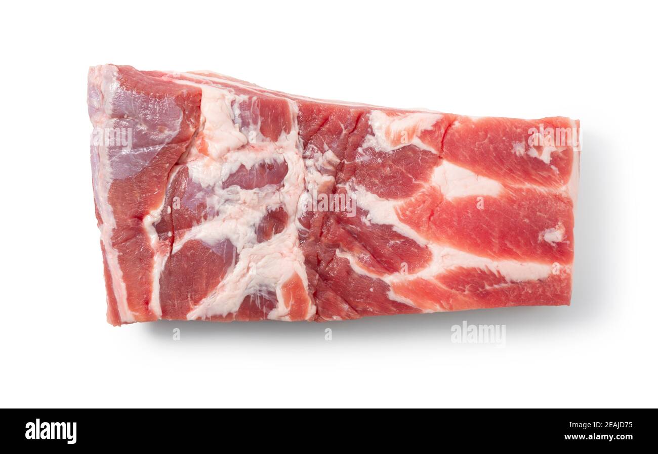 Pancetta di maiale su sfondo bianco Foto Stock