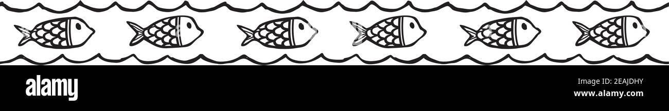 Illustrazione vettoriale di un pesce che nuota in mare. Illustrazione Vettoriale
