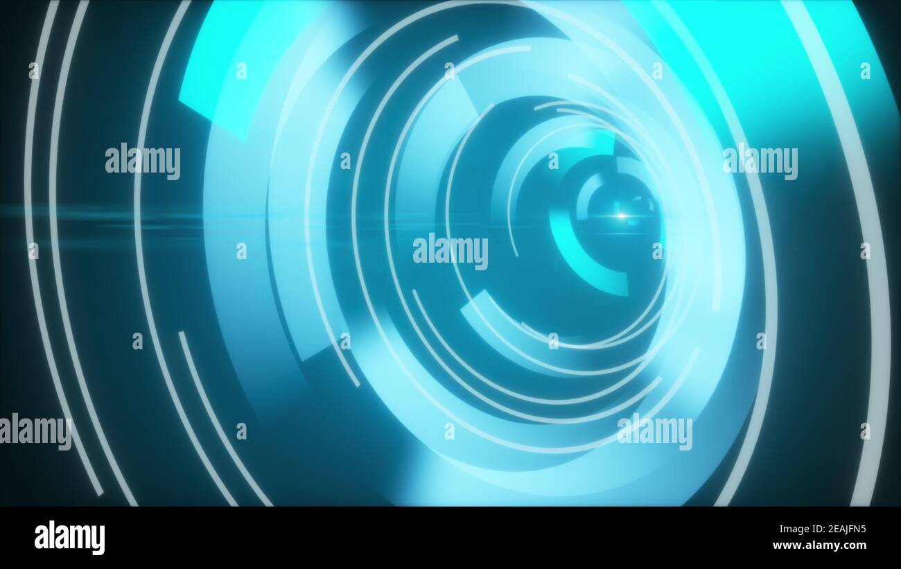 HUD digitale futuristico generato dal computer per interfacce tecnologiche. Rendering 3D di elementi Head-up Display per screensaver. Sfondo Web Foto Stock