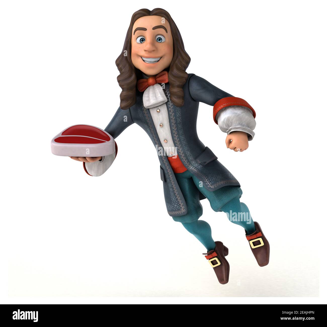 3D Illustrazione di un uomo cartoon in costume storico barocco Foto Stock